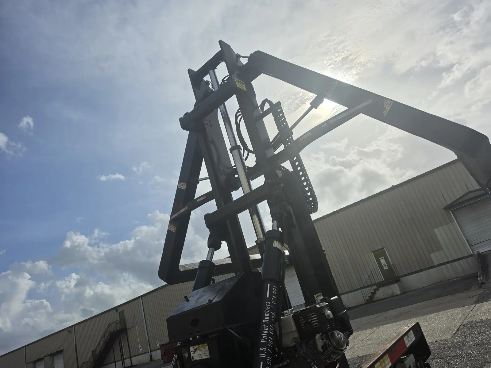 Raised lifting frame outside an industrial building
